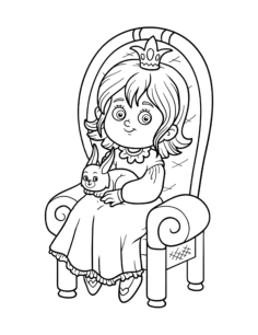 Princess With Bunny Rabbit Tracing Worksheets Pdf, Free Vectors File